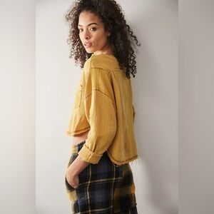 Urban Outfitters Yellow Long Sleeve Textured Top